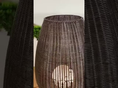 Lámpara de piso de trípode de ratán de exterior LED luz de pie negra Hotel decoración moderna