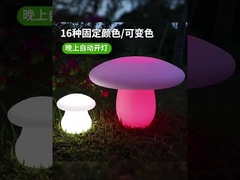 IP65 impermeable forma de hongo brillo luz de jardín PE lámpara iluminada de plástico