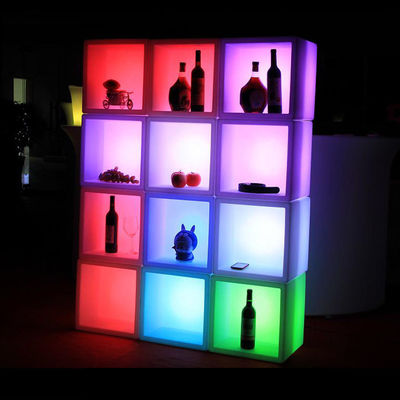 Cubo de hielo cuadrado de plástico LED resistente al agua recargable para pub