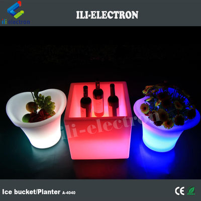 Cubo de hielo cuadrado de plástico LED resistente al agua recargable para pub