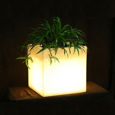 Cuadrado PE Plástico Iluminado LED Cubo de hielo / Pot de flores LED / Plantador de flores