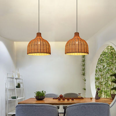 Lámparas de colgante de bambú de ratán de forma redonda para iluminación interior