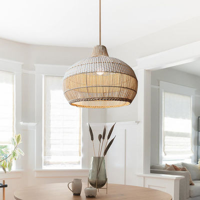 Lámpara de colgante de bambú de ratán, lámpara de techo de mimbre para decoración interior