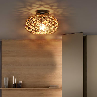 Lámpara colgante de balcón creativa luz de techo de cuerda de cáñamo retro