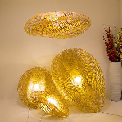 Lámparas colgantes de bambú luces de techo LED de ratán luz colgante