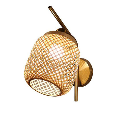 Luces de pared hechas a mano de ratán, 3500K Wicker Rattan Lamp Control del interruptor