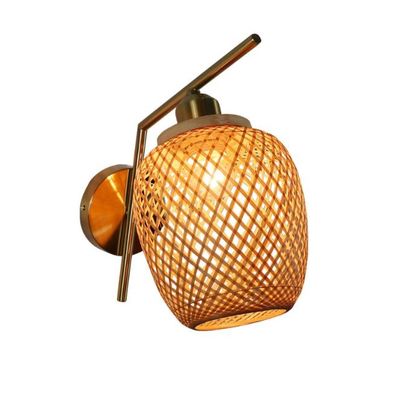 Luces de pared hechas a mano de ratán, 3500K Wicker Rattan Lamp Control del interruptor