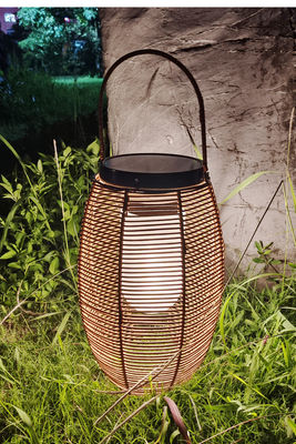 IP65 lámparas solares tejidas de ratán, 3500K faro de jardín solar de ratán