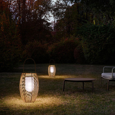 IP65 lámparas solares tejidas de ratán, 3500K faro de jardín solar de ratán