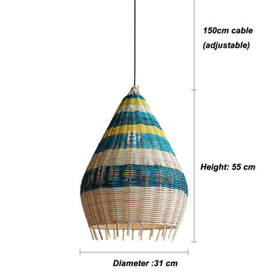 Luz de colgante de bambú tejido hecha a mano para iluminación interior