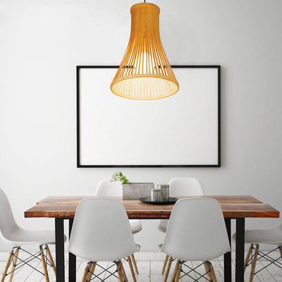 Luz de colgante de ratán personalizada, lámpara de bambú de tejido nórdico para iluminación interior