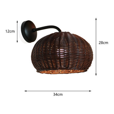 220V lámpara de pared de Rattan sombra de mano de tejido a prueba de agua para exteriores