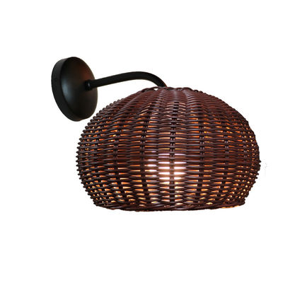 220V lámpara de pared de Rattan sombra de mano de tejido a prueba de agua para exteriores