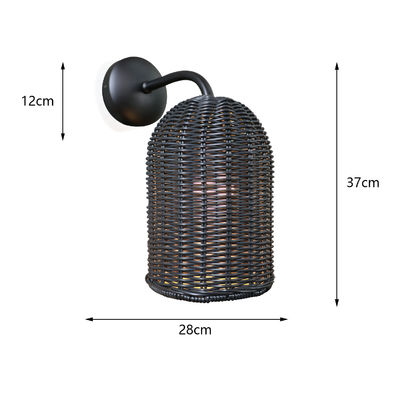 220V lámpara de pared de Rattan sombra de mano de tejido a prueba de agua para exteriores