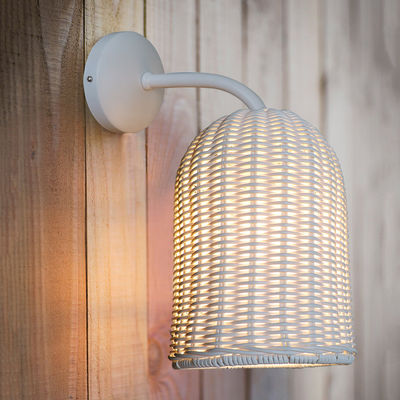 Las luces de la pared de ratán de tejido a mano Sconce forma redonda impermeable para exteriores