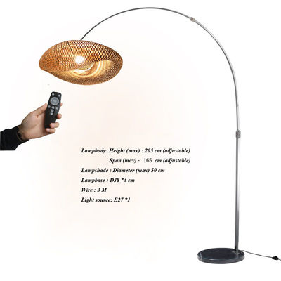 Control del interruptor de luz de sombreado de bambú de ratan LED