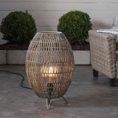Ip44 LED Rattan Sombra de lámpara de pie para piscina de jardín