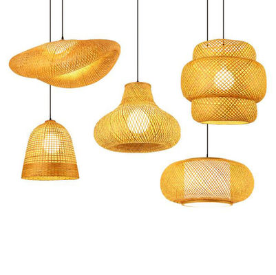 Diseño único lámpara decorativa colgante de bambú lámpara artesanal de bambú