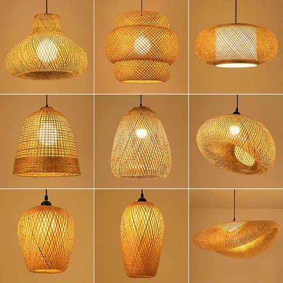 Diseño único lámpara decorativa colgante de bambú lámpara artesanal de bambú