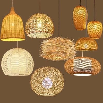 Luces de colgante de arte moderno hechas a mano Lámpara de bambú Restaurante Hotel Lustrero de ratán Luz de colgante de ratán