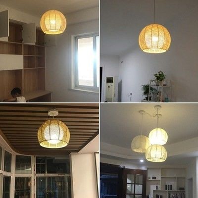 Luces de colgante de arte moderno hechas a mano Lámpara de bambú Restaurante Hotel Lustrero de ratán Luz de colgante de ratán