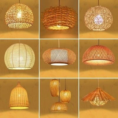 Luces de colgante de arte moderno hechas a mano Lámpara de bambú Restaurante Hotel Lustrero de ratán Luz de colgante de ratán