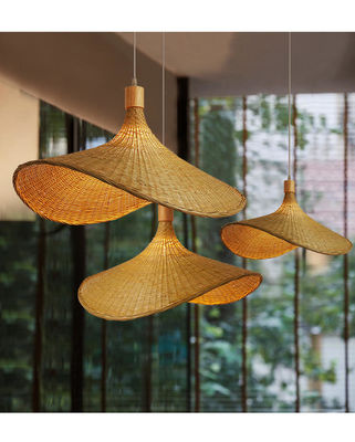 Luces de colgante creativas de ratán sombrero de paja grande estilo 3500K caliente blanco CCT