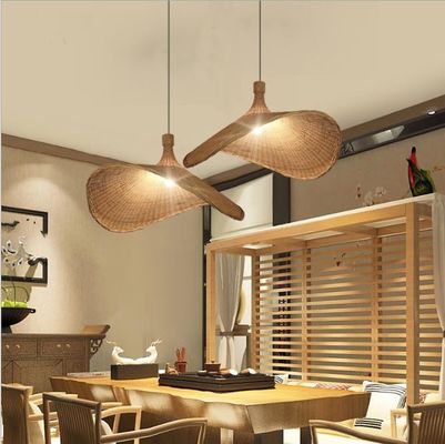 Iluminación en forma de sombrero lámpara de bambú decoración lámparas colgantes de ratán para el club de tiendas