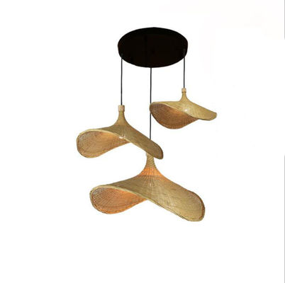 Iluminación en forma de sombrero lámpara de bambú decoración lámparas colgantes de ratán para el club de tiendas
