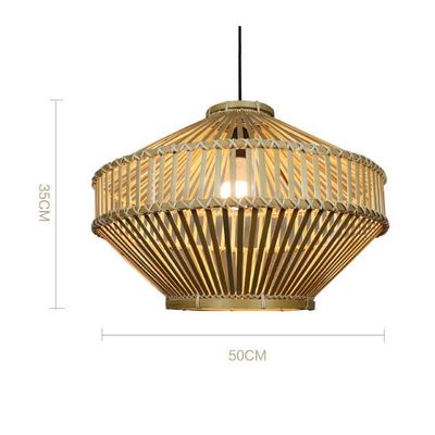 3500K Retro Bambú Tejido Pendiente Luz Para Sala de estar Interior