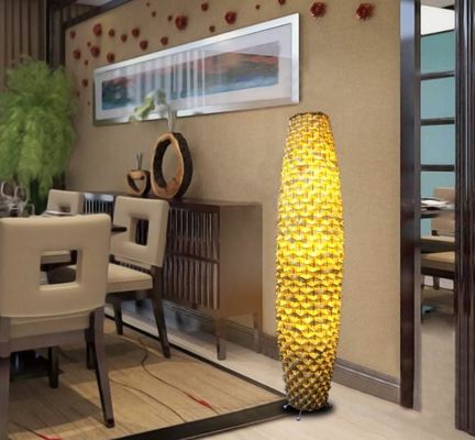 Bambú Lámpara de suelo tejido 3500K para salón residencial