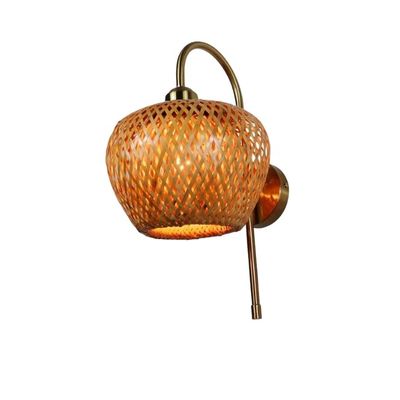 Lámpara de pared de bambú tejida de LED E27 Sconce 3500K para dormitorio baño