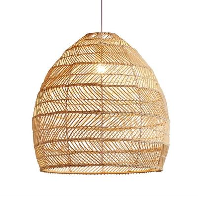 Lámpara de candelabro colgante de ratán redondo moderno para iluminación interior de restaurantes