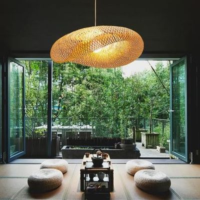 Lámpara de luz de colgante de bambú moderno para habitación interior