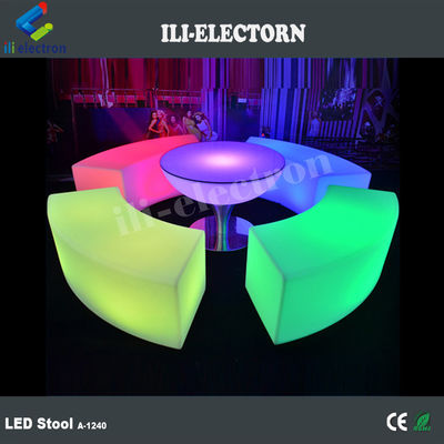PE plástico iluminado silla de jardín blanca taburete led