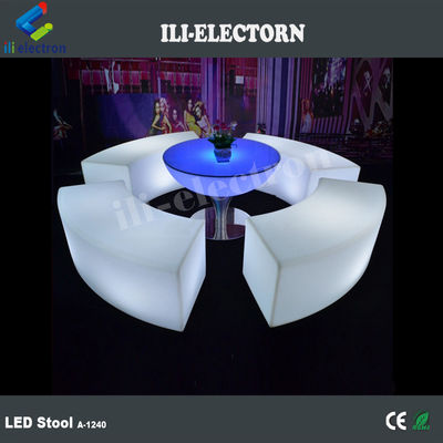 PE plástico iluminado silla de jardín blanca taburete led