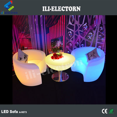 Muebles LED de plástico PE para uso comercial, Sofá de salón LED iluminado