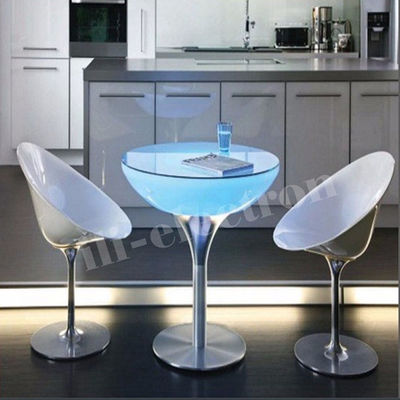 Atractivo control remoto RGB en el exterior led mesa de café de soporte metálico