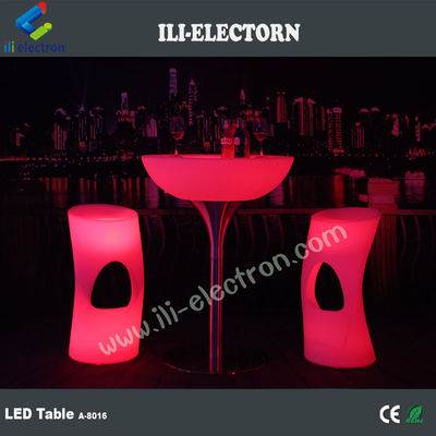 Atractivo control remoto RGB en el exterior led mesa de café de soporte metálico