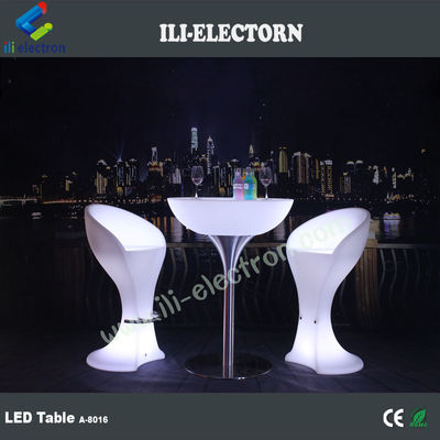 Atractivo control remoto RGB en el exterior led mesa de café de soporte metálico