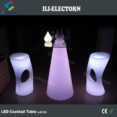 Mesas de bar brillantes, mesa de cócteles con led