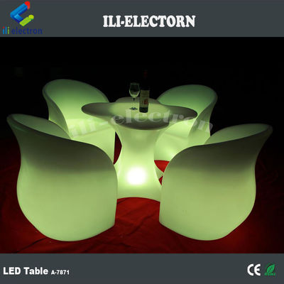 Muebles de luz LED en forma de flor Mesa de café para el comercio