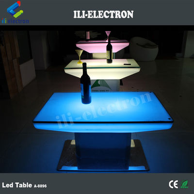 Mesa de comedor LED de plástico cuadrado con cambio de color para exteriores e interiores
