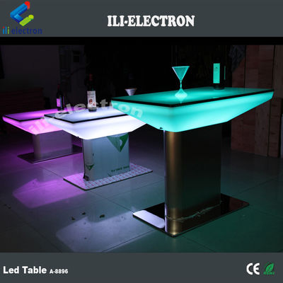 Mesa de comedor LED de plástico cuadrado con cambio de color para exteriores e interiores