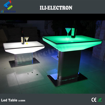 Mesa de comedor LED de plástico cuadrado con cambio de color para exteriores e interiores