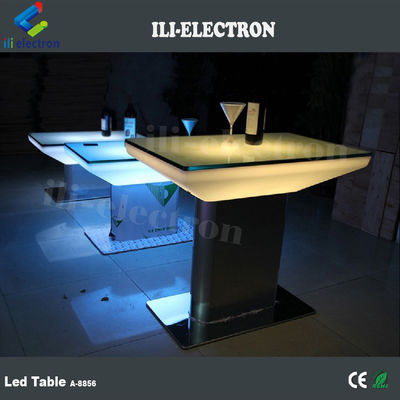 Mesa de comedor LED de plástico cuadrado con cambio de color para exteriores e interiores