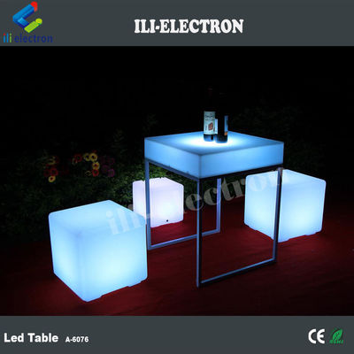 Mesa luminosa portátil de plástico cuadrado con estante de metal
