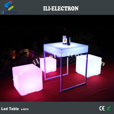 Mesa luminosa portátil de plástico cuadrado con estante de metal