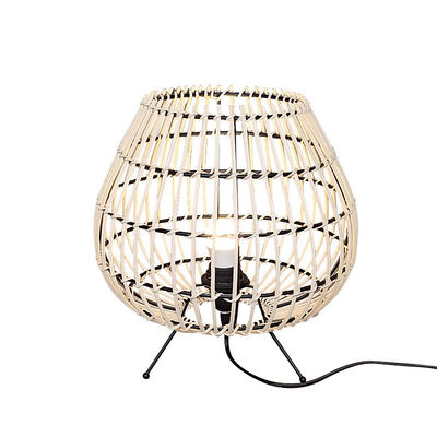Lámpara de cama de dormitorio de estilo chino lámpara de ambiente de sala de té lámpara de mesa de bambú de ratan