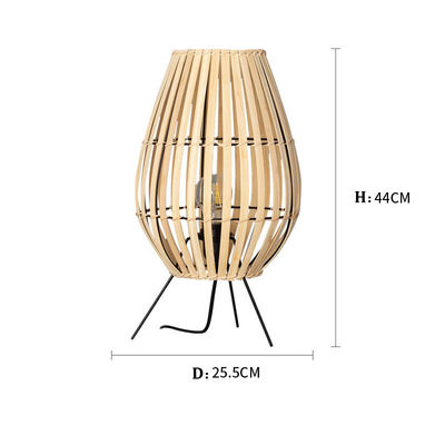Lámpara de cama de dormitorio de estilo chino lámpara de ambiente de sala de té lámpara de mesa de bambú de ratan